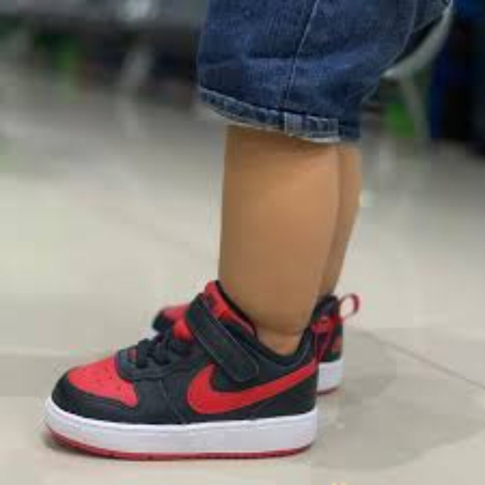 Nike Girl's Black Red Court Borough Low 2 BQ5453-007 Casual Sneaker Size 10
